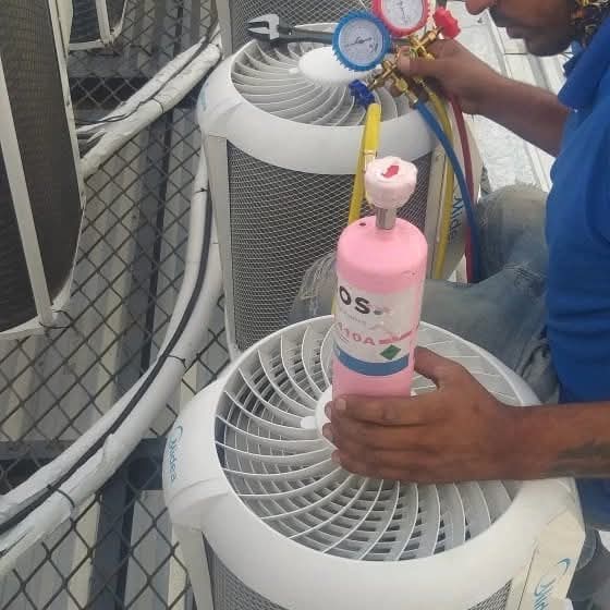 Manutenção e recarga de gás